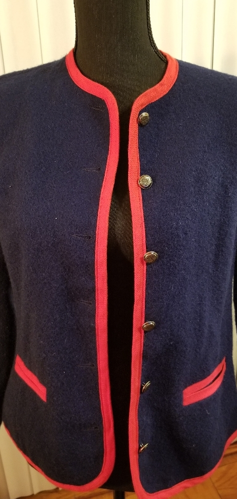 Lang Blazer Navy Blue with red trimming  Size 7/8